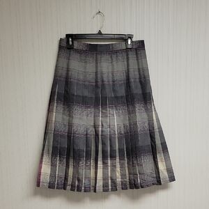 Pendleton A-Line Skirt in Gray and Purple Plaid, Sz 6. Academia, Pleated Wool